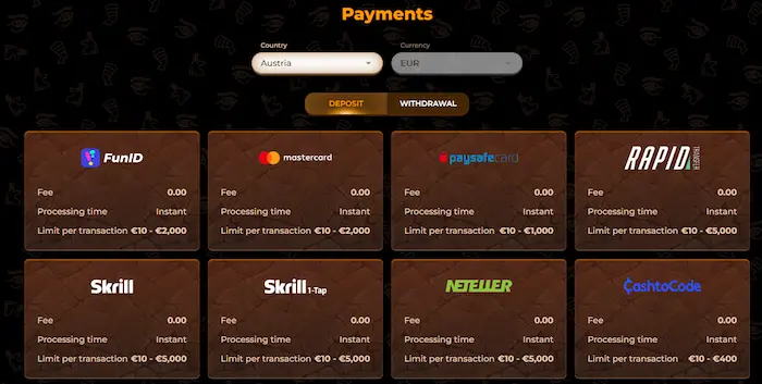 AmunRa Casino Australia pay